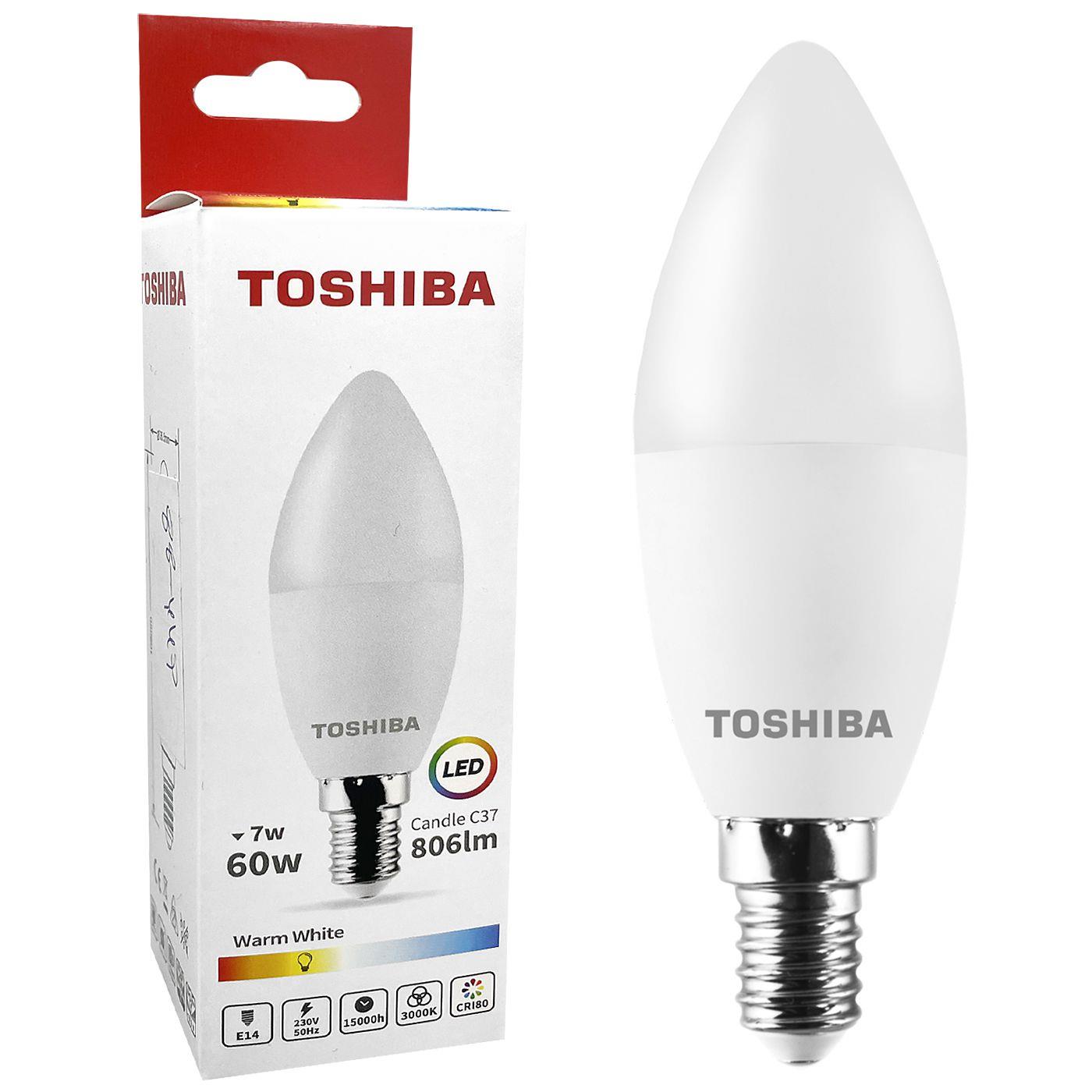 ΛΑΜΠΑ LED TOSHIBA ΚΕΡΙ ΓΙΑ ΝΤΟΥΙ E14 ΘΕΡΜΟ ΛΕΥΚΟ 230V N_STD C37 E14 7W 3000K TOSHIBA 00168835 88-449